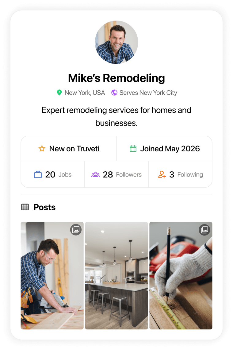 Truveti professional profile preview